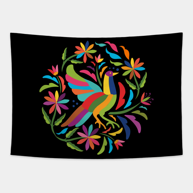 Mexican Otomí Bird by Akbaly Tapestry by Akbaly