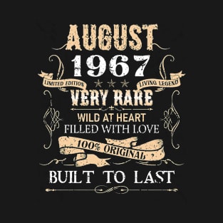 55 Years Old 55th Birthday Decoration Vintage August 1967 T-Shirt