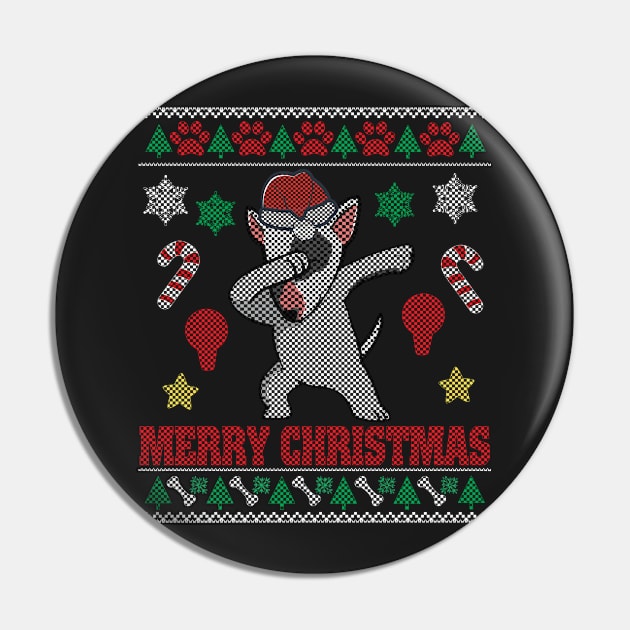 Bull Terrier Dog Dabbing Dance Ugly Sweater Christmas Pin by suongmerch