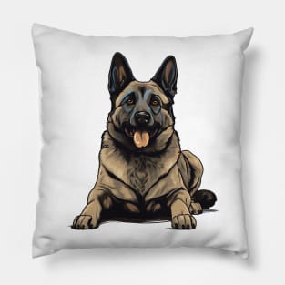 Norwegian Elkhound Dog Illustration Pillow