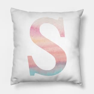 The Letter S Rainbow Watercolor Design Pillow