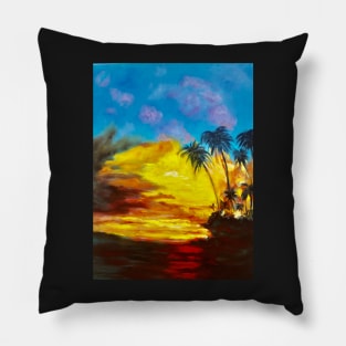 Fire Sunset in Hawaii Pillow