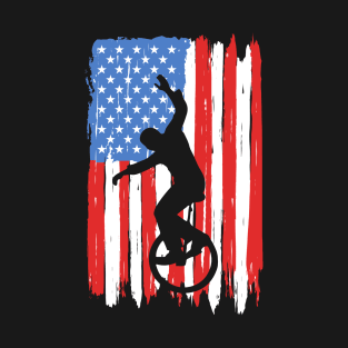 American Flag Unicycling Graphic T-Shirt