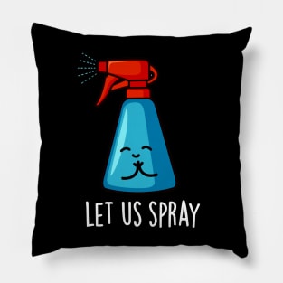 Let Us Spray Cute Praying Spray Bottle Pun Pillow