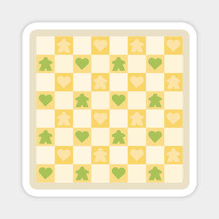 Yellow and Green Meeple Gingham Check | Game Night Picnic Checkerboard Magnet