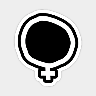 Minimal Female Gender Symbol White Line Magnet