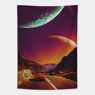 Planetary Route - Retro Futurism Tapestry