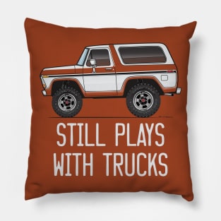 Still plays with trucks Cartoon Muticolor and White Pillow