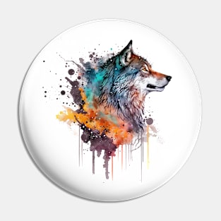 Wolf watercolor Pin