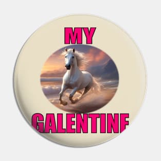 My galentine, white horse galloping on the beach Pin