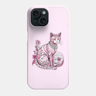 Glamourous Pink Art Nouveau Kitty Phone Case