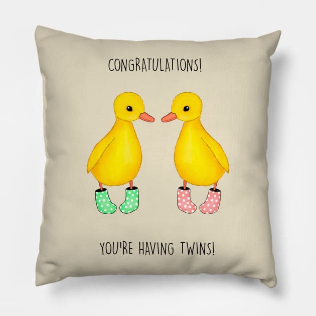 CONGRATS YOU'RE HAVING TWINS Pillow by Poppy and Mabel