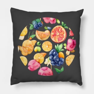 Healthy Fruits in Watercolor Pillow