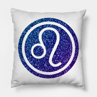 Blue Purple Glitter Zodiac - Leo Pillow