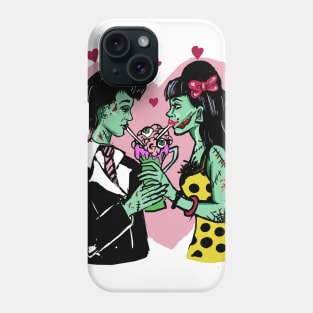 Zombie Fifties Lovers Drinking Brain Milk Shakes Phone Case