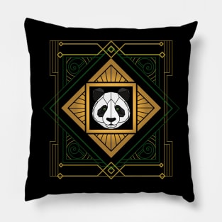 Art Deco Panda - Vintage Abstract Animal Design Pillow