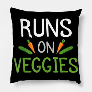 Runs On Veggies Funny Plant Power Vegan Pillow