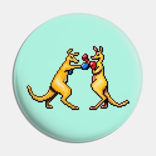 Kangaroos Boxing Pixel Art Pin