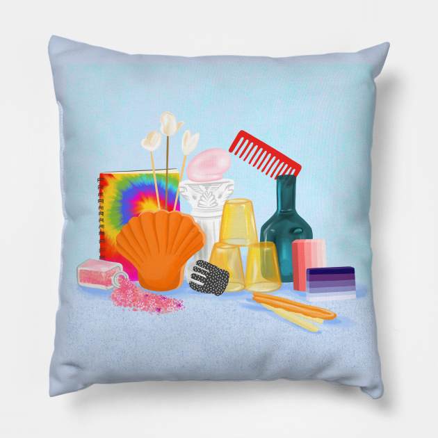 Colourful still life. Pillow by Salty Siren Studios