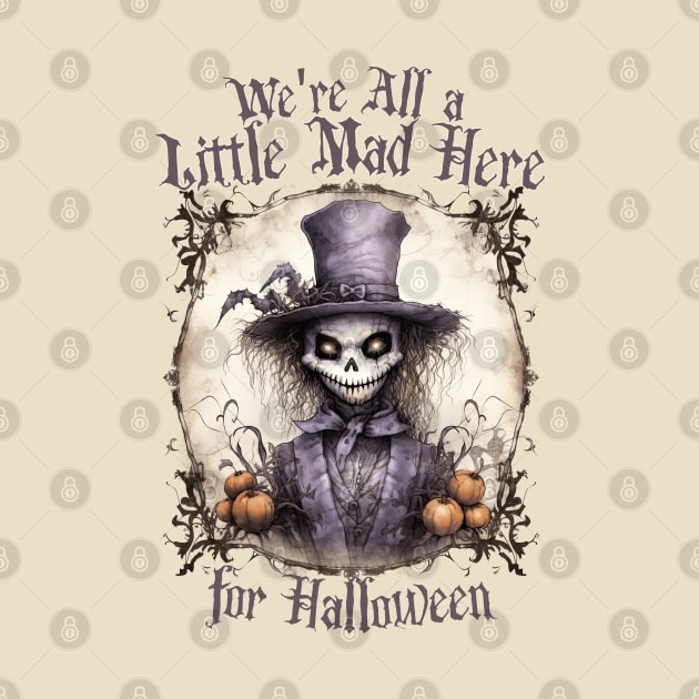 Halloween Mad Hatter Skull Grin Creepy Design by Contentarama