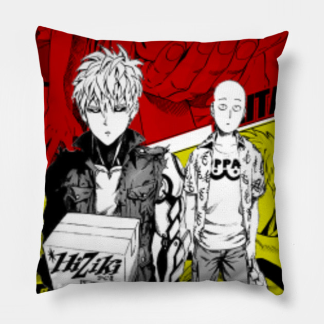 One Punch Man Saitama Genos One Punch Man Pillow Teepublic