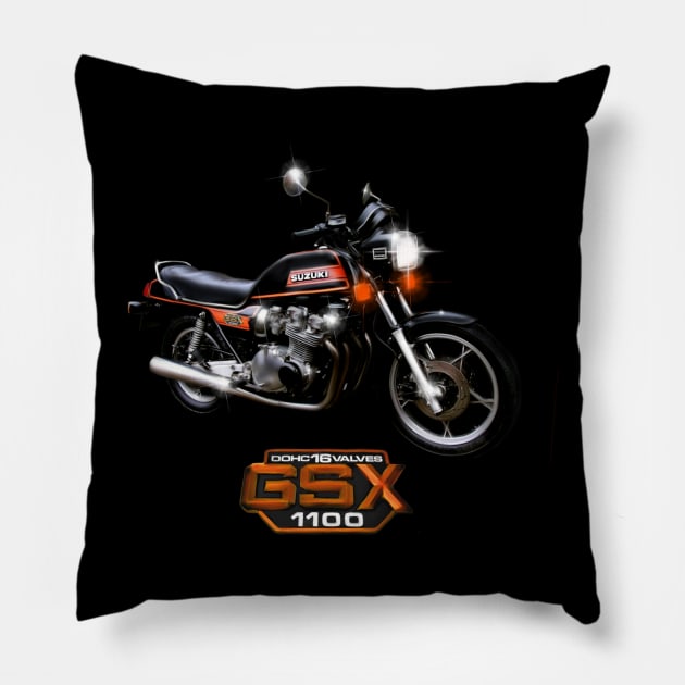 The Classic Suzuki GSX 1100 DOHC design by MotorManiac Pillow by MotorManiac