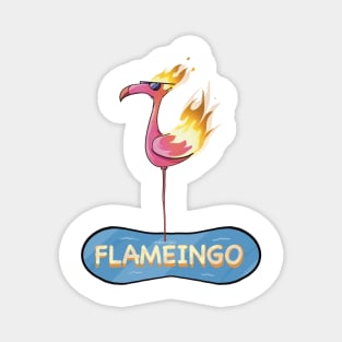 A Cool Flaming Flamingo (flamengo) Standing in a Pool (Text Variant) Magnet