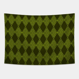 Geometric green knots repetion pattern set collage with dark green at background Tapestry