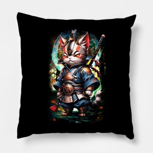 Samurai Cat 12 Pillow