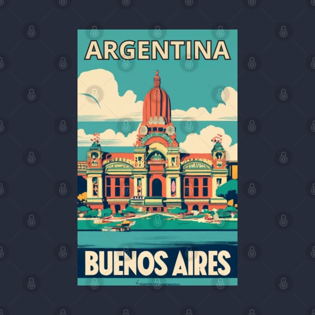 A Vintage Travel Art of Buenos Aires - Argentina by goodoldvintage