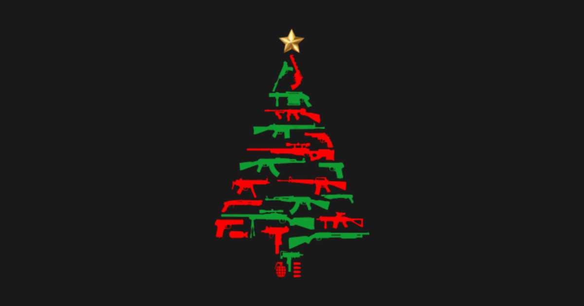 Merry Christmas Xmas Rifle Weapon Gun Christmas Tree Merry Christmas