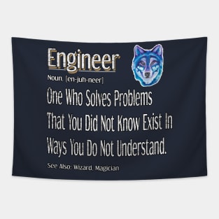 Funny Engineer Definition Awesome Engineering Gift For Wolf Lovers Tapestry