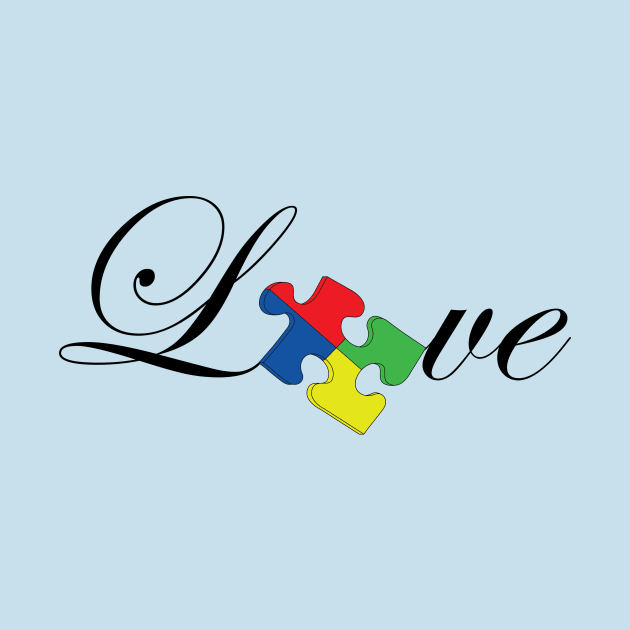 Autism Awareness Love Puzzle Piece by Stupid Coffee Designs