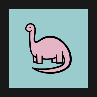 Soft Pink Dinosaur on Blue T-Shirt