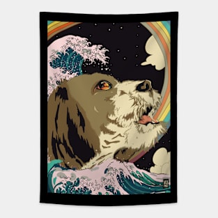 SHIH TZU DOG GREAT WAVE RAINBOW SHIRT Tapestry