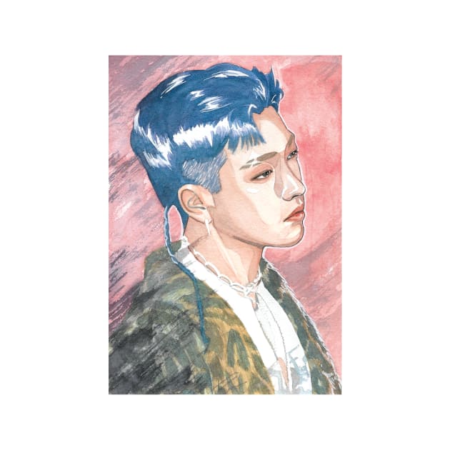 Kim Hongjoong ATEEZ Watercolour Painting by NiamhYoungArt