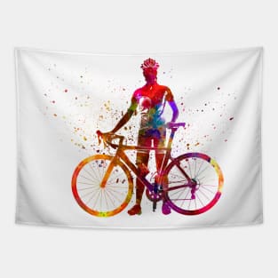 watercolor cycling triathlon Tapestry