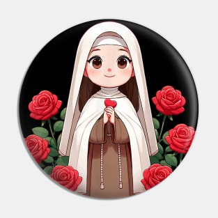 St Therese of Lisieux Little Flower Rose Catholic Saint Pin