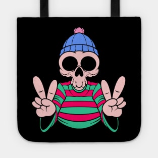 cool peace skull cartoon Tote