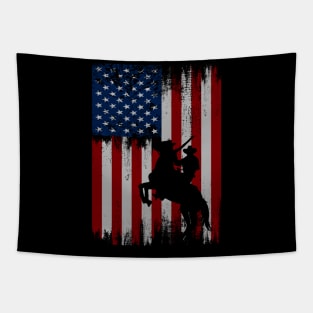 cowboy american flag vintage usa  cowboy Rodeo Roping Horse Riding Tapestry