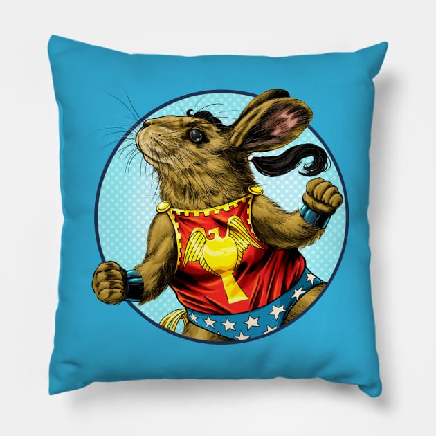 Golden Wonderbunny Pillow by ThirteenthFloor