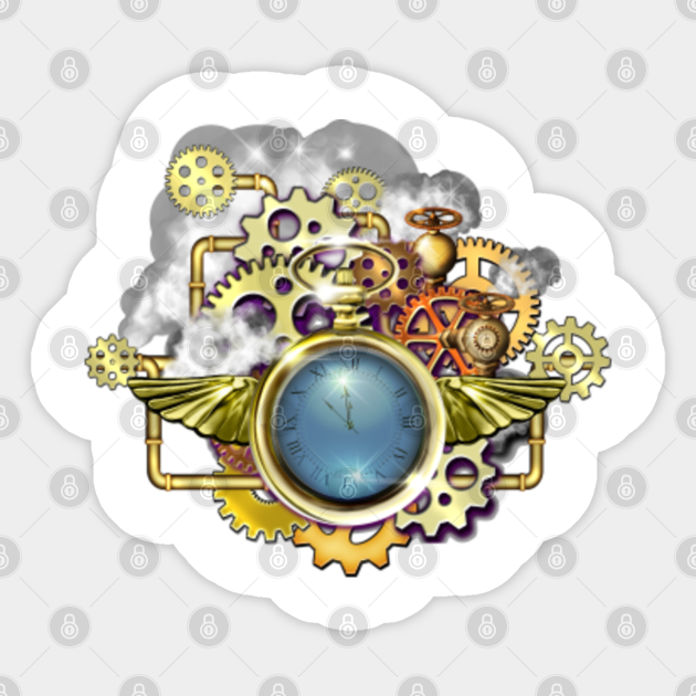 Fun Steampunk Time Machine Pocket Watch And Gears Steampunk Time Machine Sticker Teepublic Fun Steampunk Time Machine Pocket Watch And Gears Steampunk Time Machine Sticker Teepublic