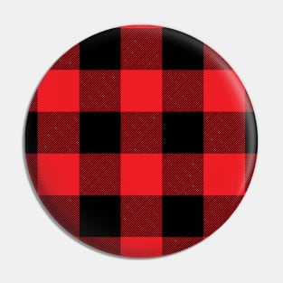 Black and Red Buffalo Plaid Large Check Checkered Pattern Pin