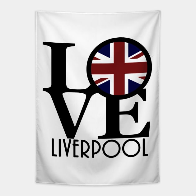 LOVE Liverpool Union Jack Tapestry by UnitedKingdom