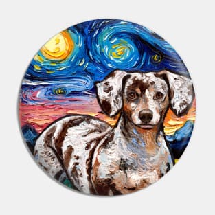 Reverse Chocolate Dapple Dachshund Night Pin