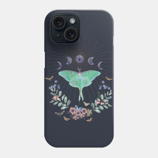 Luna Moon Moth with Flowers Phone Case