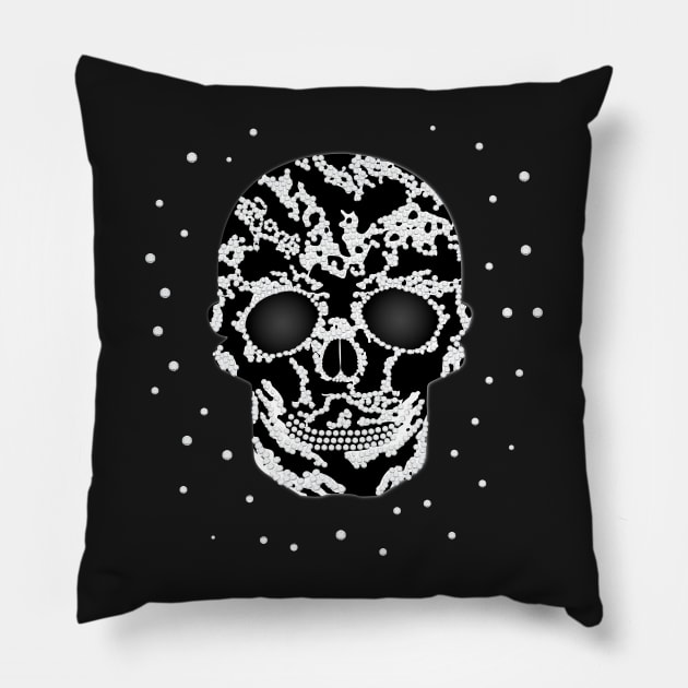 Skully - Black Pillow by CreativeKristen