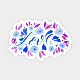 Love and flowers - blue and purple Magnet