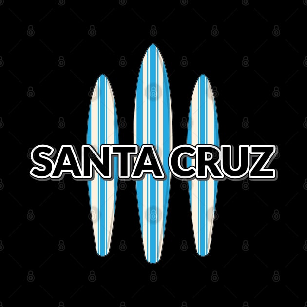 Santa Cruz Logo Sticker California with Three Surf Boards Blue by PauHanaDesign