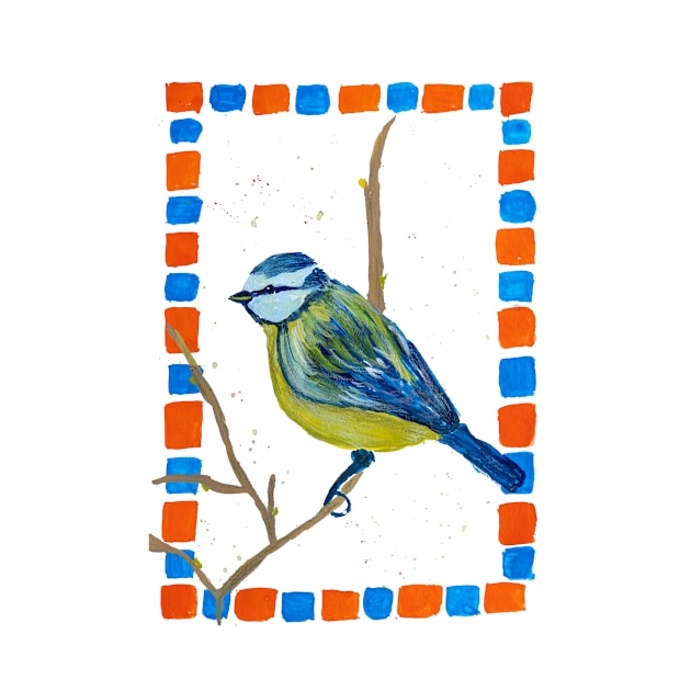 Blue tit illustration by Colzo Art